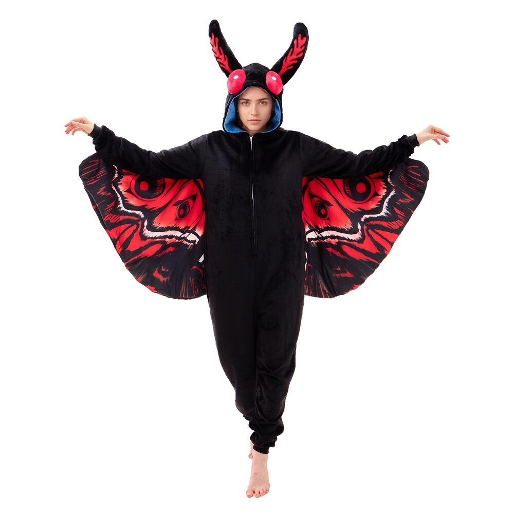 1162 Unisex Adult Mothman Animal Onesie Pajamas Slim Fit Halloween Costume